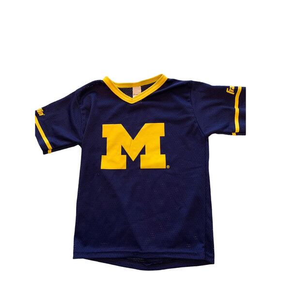 Small Franklin Short Sleeve Jersey Boys Blue Yellow Michigan "M" - Picture 1 of 4